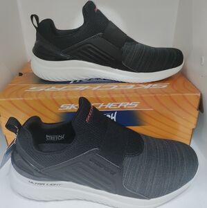 Skechers Black Slip-On Sneakers with Textured Design